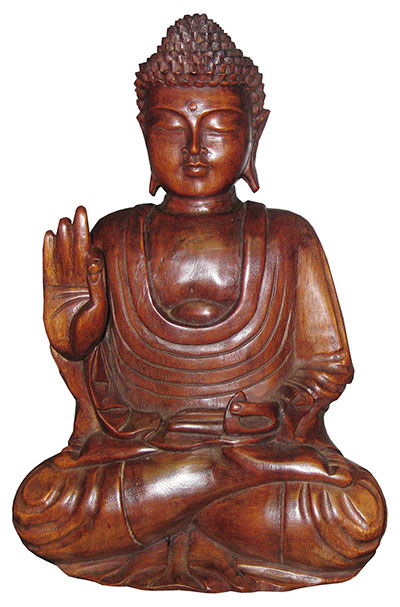 Wooden Meditating Buddha Statue 30Cm